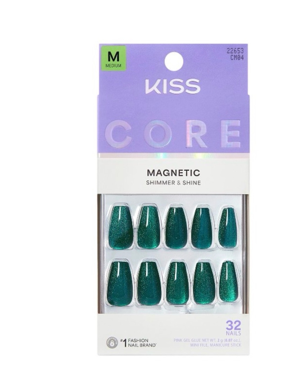 Kiss Core Magnetic Shimmer & Shine Press-On Nails - Emerald Green